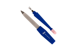 Пилка для ногтей сапфировая с ножом для кутикулы и резинкой Mertz A74